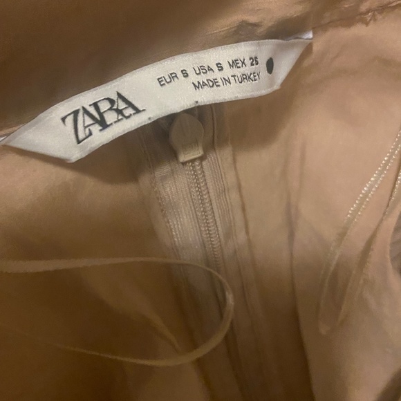 Zara Linen Cutout Dress in Tan - Picture 4 of 9